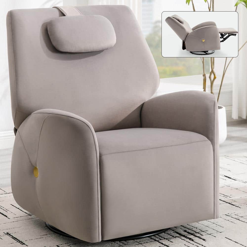 Magic Home 33.9 in. W Grey Swivel and Rocker Power Recliner