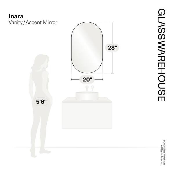 28 in. x 20 in. Pill Shape Black Stainless Steel Framed Mirror 28 in. x 20 in. Pill Shape Black Stainless Steel Framed Mirror