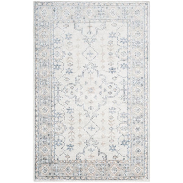 Maharaja 5 ft. x 8 ft. Ivory/Blue Transitional Tribal Medallion Area Rug