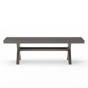 Domi 59 in. Aluminium Frame X-Leg Dark Gray Outdoor Bench with Plastic Top Patio Dining Benches for Table
