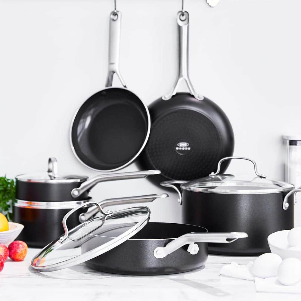 OXO Agility Black Aluminum 10-Piece Nonstick Cookware Set