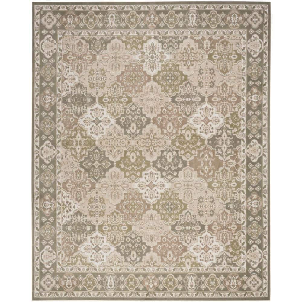 Nourison Grafix Green 4 ft. x 6 ft. Center medallion Traditional Area ...