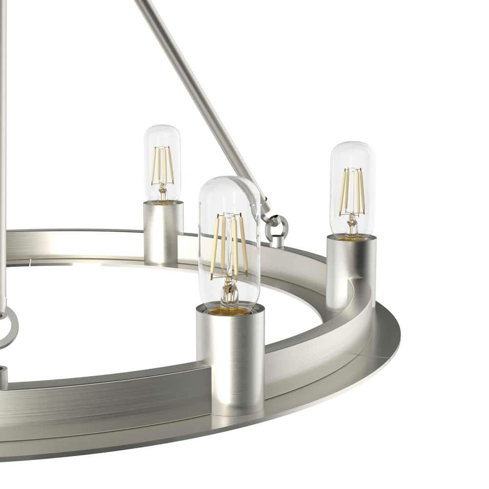 Brushed Nickel 24" Round Drum Chandelier