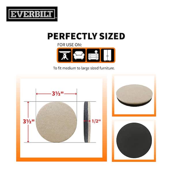 3-1/2 in. Heavy Duty Felt Slider Pads (4 per Pack) 3-1/2 in. Heavy Duty Felt Slider Pads (4 per Pack)