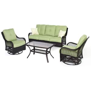 Merritt 4-Piece Steel Outdoor Conversation Set with Green Cushions