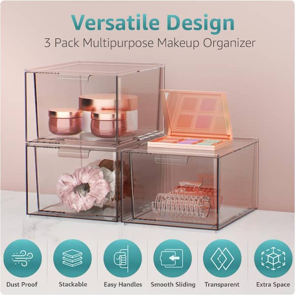 STORi Audrey Stackable Clear Plastic Organizer Drawers hotsell