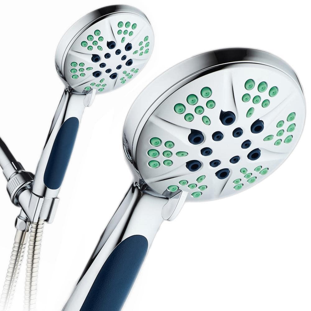 Chrome Handheld Shower Head with Antimicrobial Nozzles and 6 Settings