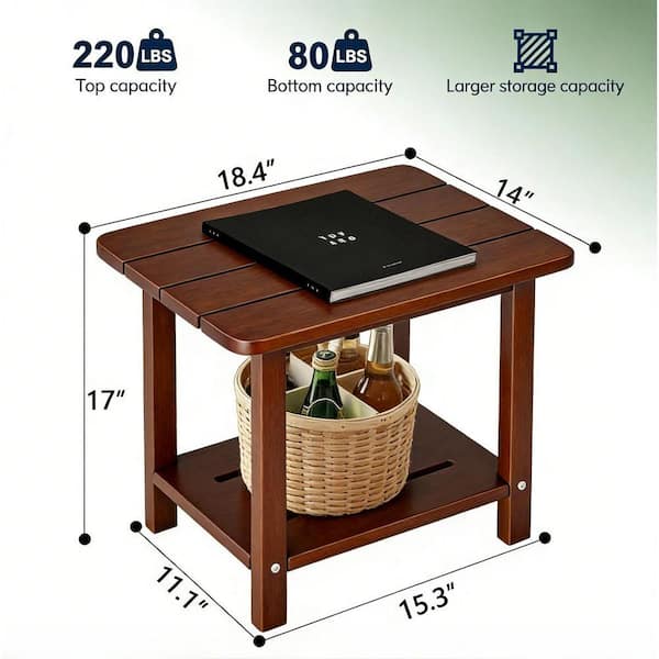 Coffee HDPE Adirondack Side Table, 2-Tier Outdoor End Table for
