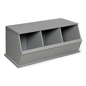37 in. W x 17 in. H x 19 in. D Gray Stackable 3-Storage Cubbies