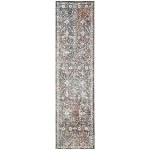 Nourison Astra Machine Washable Ivory Multicolor 2 ft. x 8 ft. Distressed Traditional Runner Area Rug