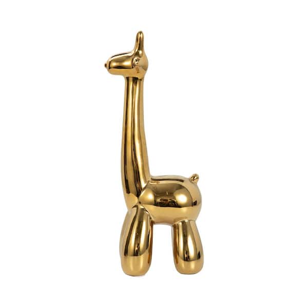 Liv & Skye Gold 5 in. x 13 in. Ceramic Giraffe Balloon Figurine