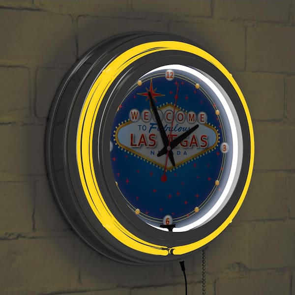 Trademark 14 in. Las Vegas Neon Wall Clock LV1400 - The Home Depot