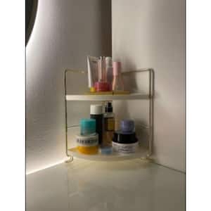 2 Tier Gold Kitchen Spice Rack - Corner Bathroom Shelf - Kitchen Triangle Storage Rack - Upright Rack