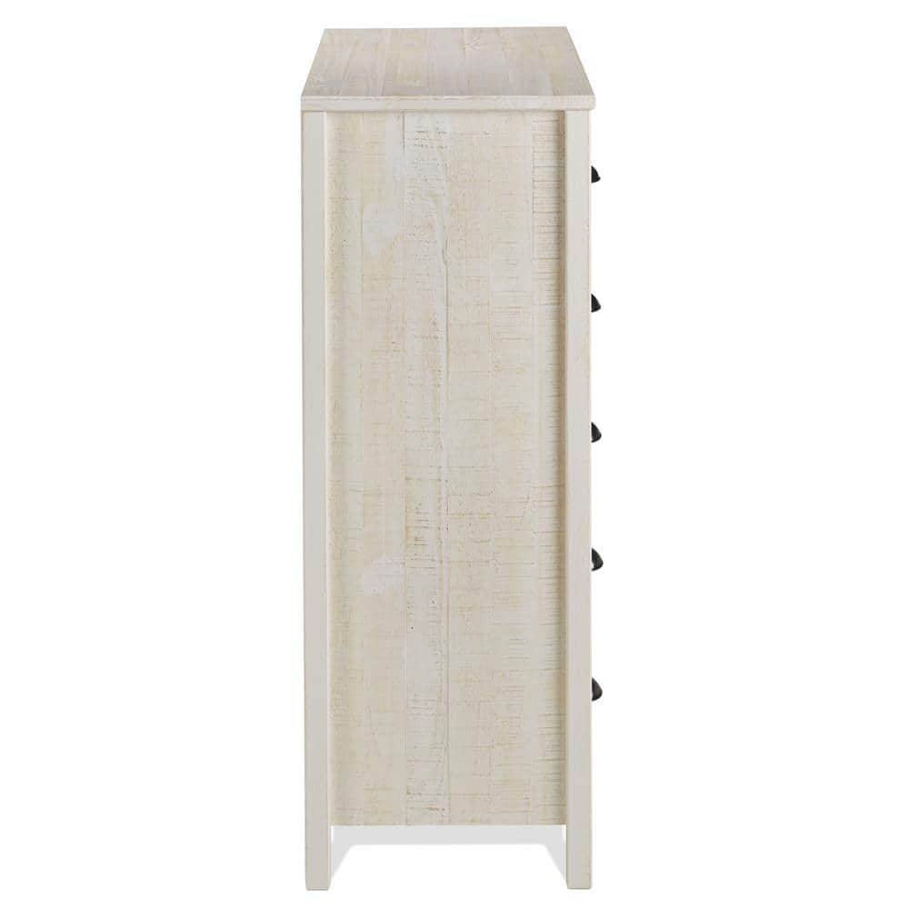 Baja Rustic White Pine 5-Drawer Dresser with Sophisticated Charm
