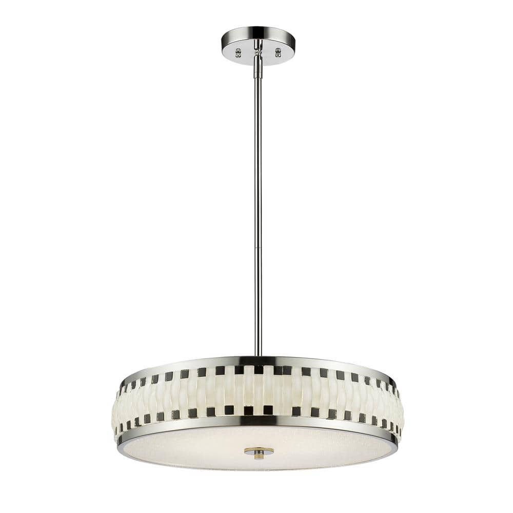 Sevier 30-Watt 6-Light Chrome Integrated LED Shaded Pendant Light with Blac
