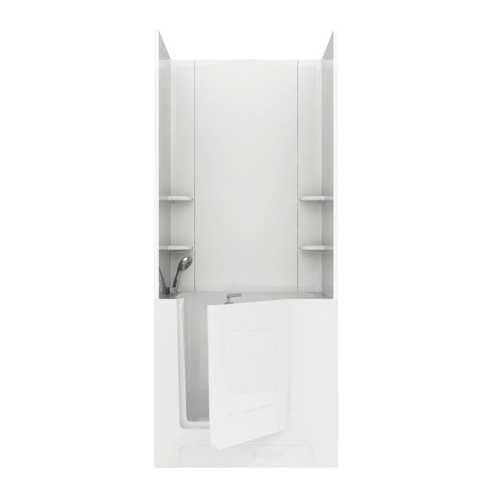 Rampart 3.3 ft. Walk-in Non-Whirlpool Bathtub with Easy Up Adhesive Wall Su