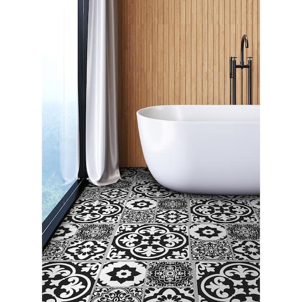 24 in. x 12 in. Black Water Resistant Peel and Stick Luxury Vinyl Plank Flooring Floor Tiles (12-Tile, 24 sq. ft.)