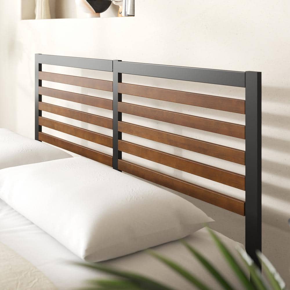 Kai Queen Bamboo and Metal Platform Bed Frame with Headboard