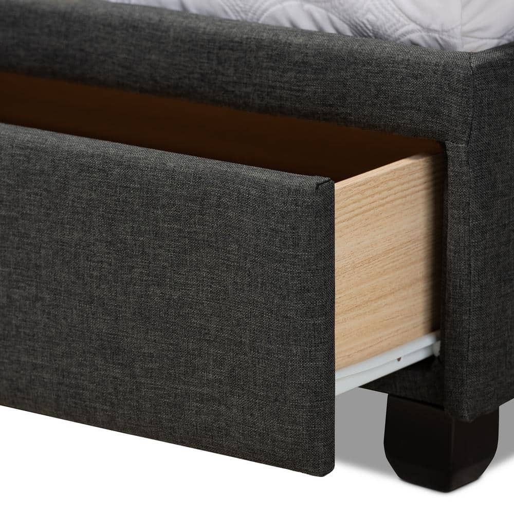 Modern Elegance Charcoal Grey King Upholstered Storage Bed with Tufted Headboard