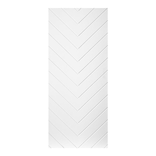 AIOPOP HOME Modern V-Shape Pattern 30 in. x 80 in. MDF Panel White Painted Sliding Barn Door with Hardware Kit