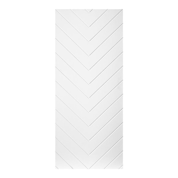 Modern V-Shape Pattern 36 in. x 80 in. MDF Panel White Painted Sliding Barn Door with Hardware Kit