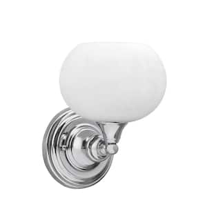 Fulton 1 Light Chrome Wall Sconce 7 in. White Muslin Glass
