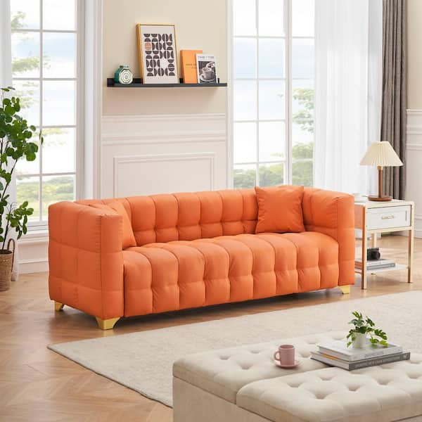Z-joyee 80 in. Wide Square Arm Faux Leather Rectangle Modern
