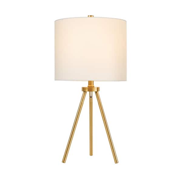 Spuug uit alledaags zwaarlijvigheid Hampton Bay Quinby 22 in. Gold Tripod Table Lamp with White Fabric Shade  HD6420A - The Home Depot