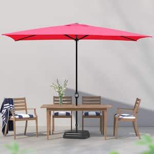 10 ft. x 6.5 ft. Steel Crank Rectangle Market Patio Umbrella in Red