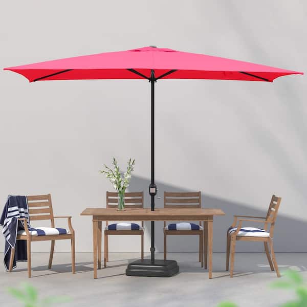 Maypex 10 ft. x 6.5 ft. Steel Crank Rectangle Market Patio Umbrella in Red