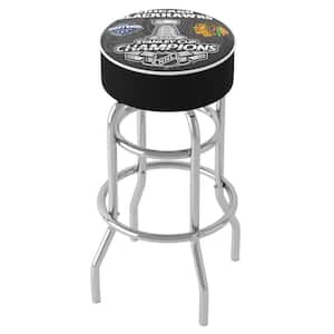 Chicago Blackhawks 2015 Stanley Cup Champs 31 in. White Backless Metal Bar Stool with Vinyl Seat