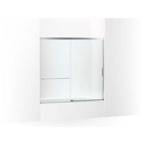 Elate 56-60 in. W x 57 in. H Sliding Frameless Bathtub Door in Bright Silver with Crystal Clear Glass