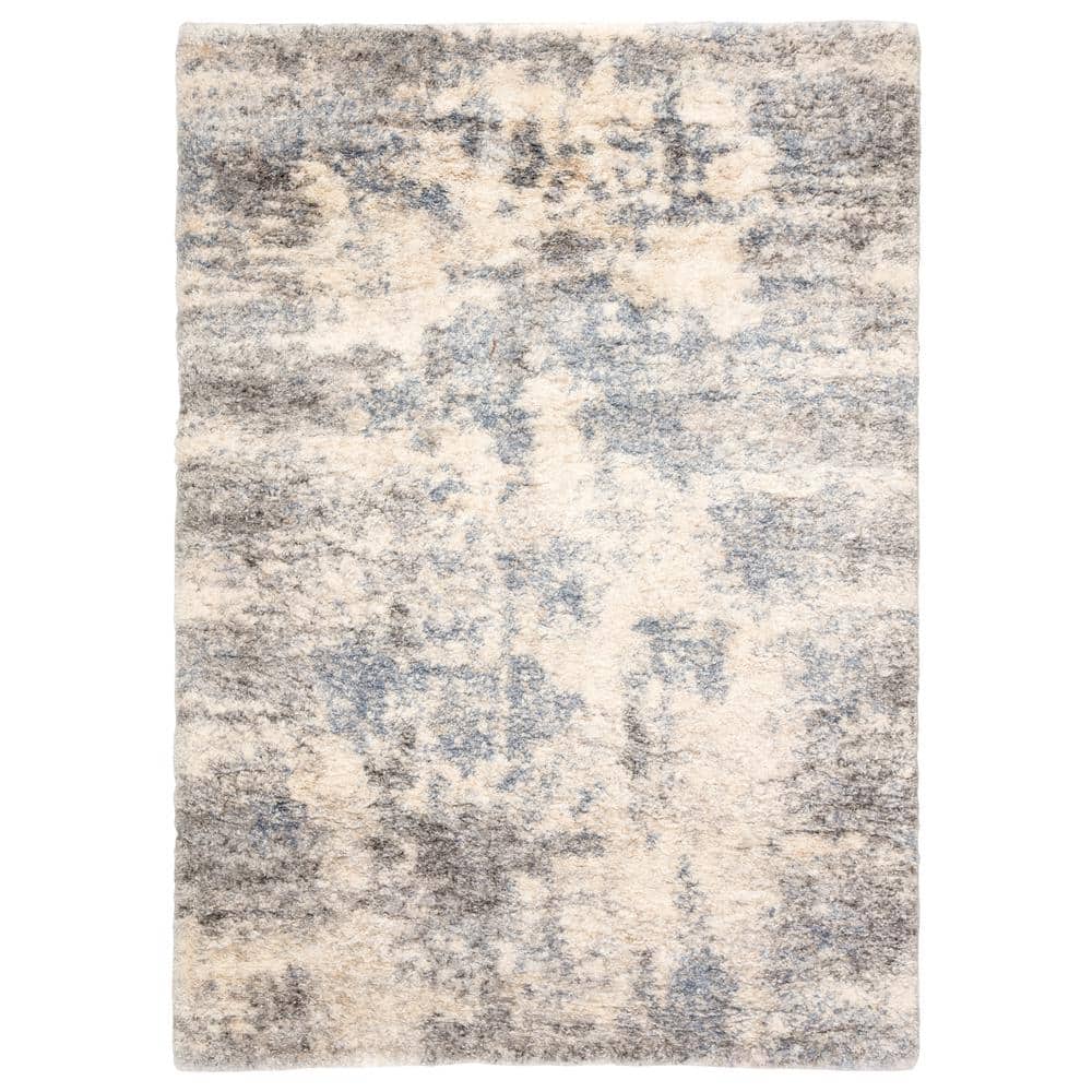 24" x 36" Blue Abstract Shag Synthetic Rug