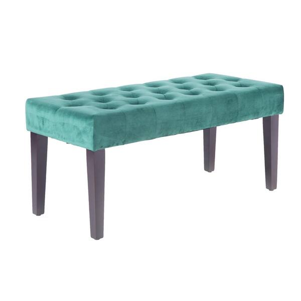 Unbranded Velvet Tufted Green Modern Ottoman Coffee Table Bench