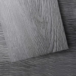 Deep Gray 12 MIL x 6 in. W x 36 in. L Peel and Stick Water Resistant Luxury Vinyl Plank Flooring (54 sqft/case)