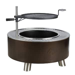 2-In-1 34 in. x 16 in. Round Steel Wood Burning Fire Pit and Grill with 360-Degree Tabletop Griddle