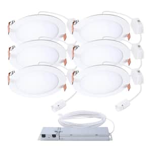 QuickLink 6 in. 900 Lumens 2700K-5000K Canless Integrated LED Recessed Downlight Trim Selectable CCT in White (6-PK)