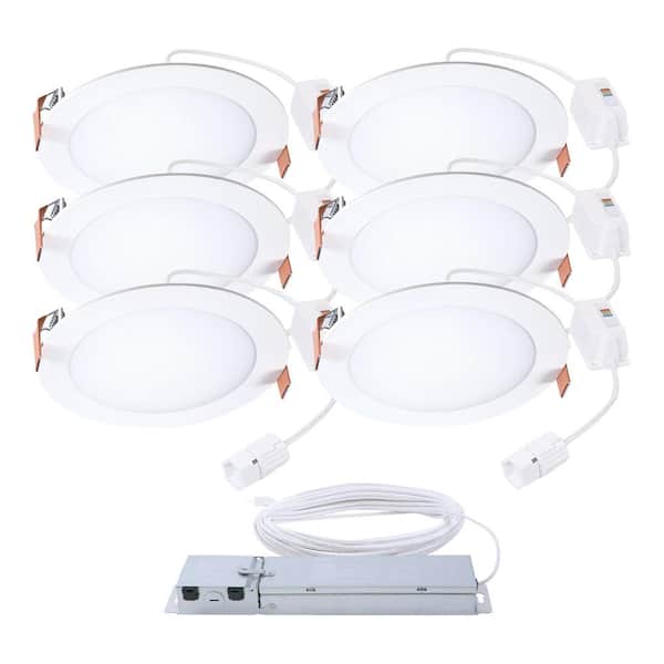 HALO QuickLink Low Voltage, 6 in. Selectable CCT 2700-5000K, 900 Lumens, Recessed Canless LED Starter Kit-6pk, 0-10V Dimmable