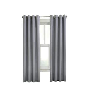 Margaret Grey Polyester Textured 52 in. W x 95 in. L Grommet Indoor Light Filtering Curtain (Single Panel)