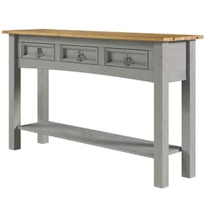Classic Cottage Series 48 in. Corona Gray Rectangle Wood Pine Console Table with 3 Drawers