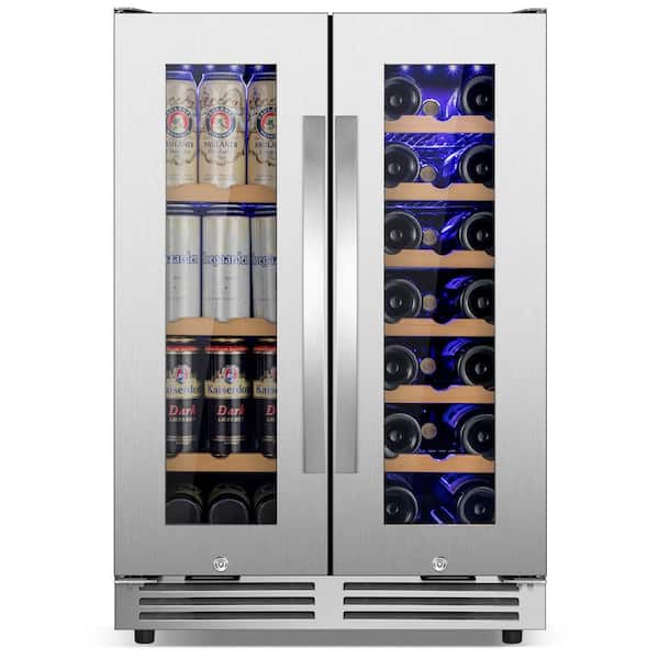 Nipus 23.42 in. Dual Zone Beverage and Wine Cooler in Silver with 
