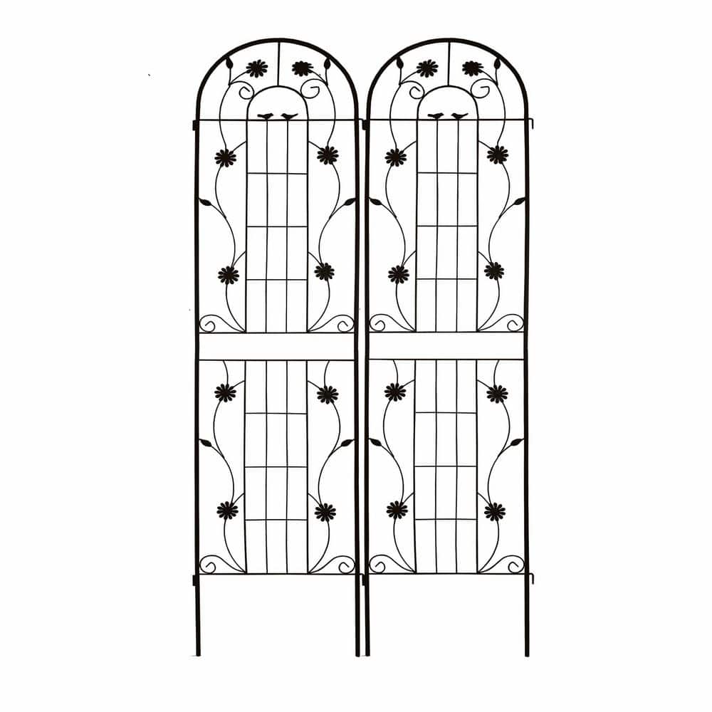 86.7 in. H x 19.7 in. W-2 Pack Black Metal Garden Trellis Rustproof Climbin