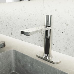 Halsey Single Handle Single-Hole Bathroom Faucet Set with Deck Plate in Chrome