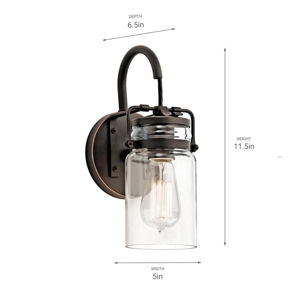 Champagne Bronze Jelly Jar 5" Wall Sconce with Clear Glass Shade