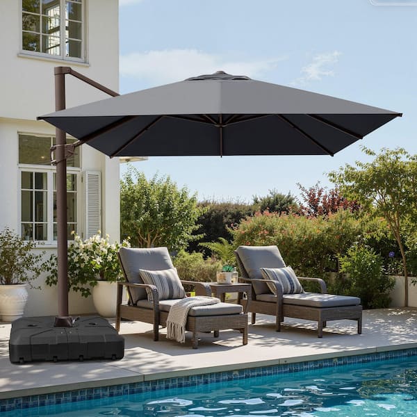 Crestlive Products 13 ft. x 10 ft. Swivel Cantilever Tilt Patio Umbrella in  Dark Gray with HDPE Base Stand CL-UWB3824DGY-2