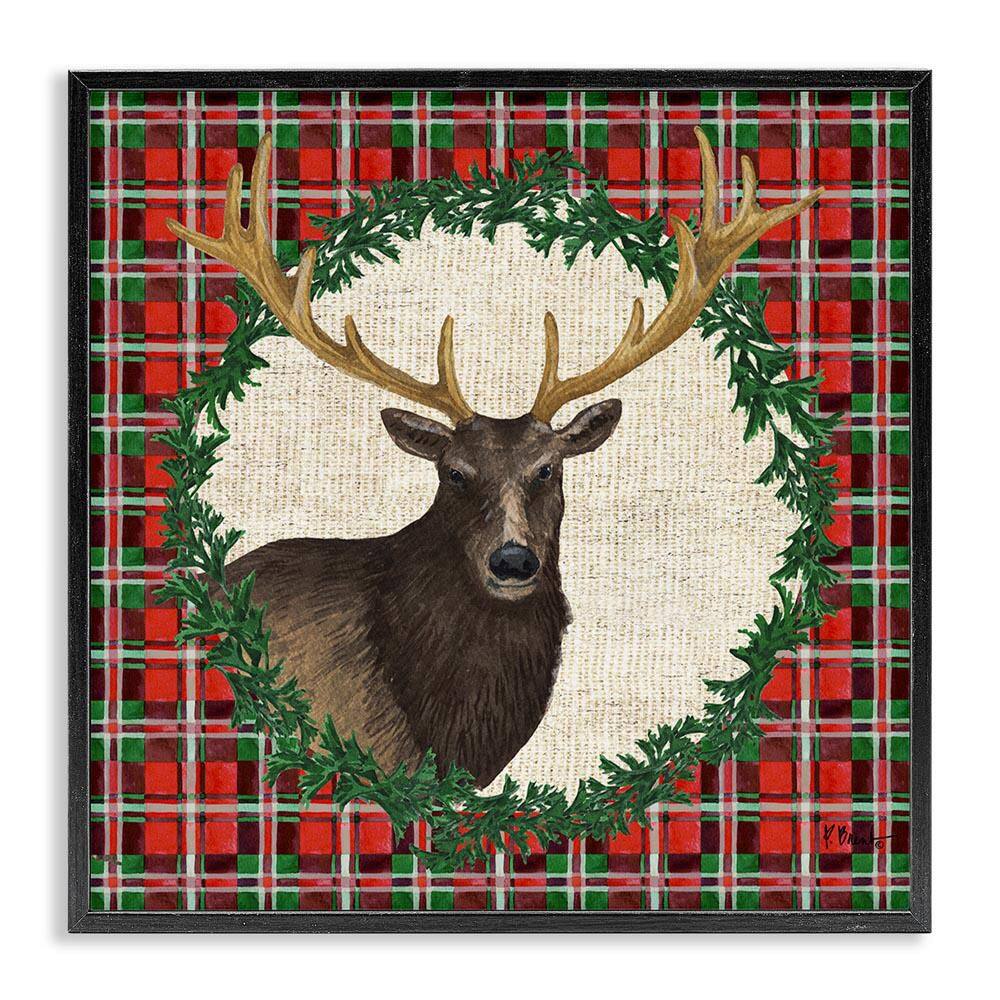 Festive Plaid Elk by Paul Brent Black Framed Animal Giclee Art Print 24 in. x 24 in. price history on PriceWatchPro