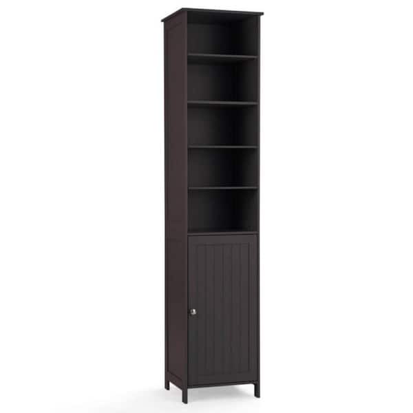 Bunpeony 16 in. W x 13.5 in. D x 72 in. H Brown Freestanding Bathroom Storage Linen Cabinet