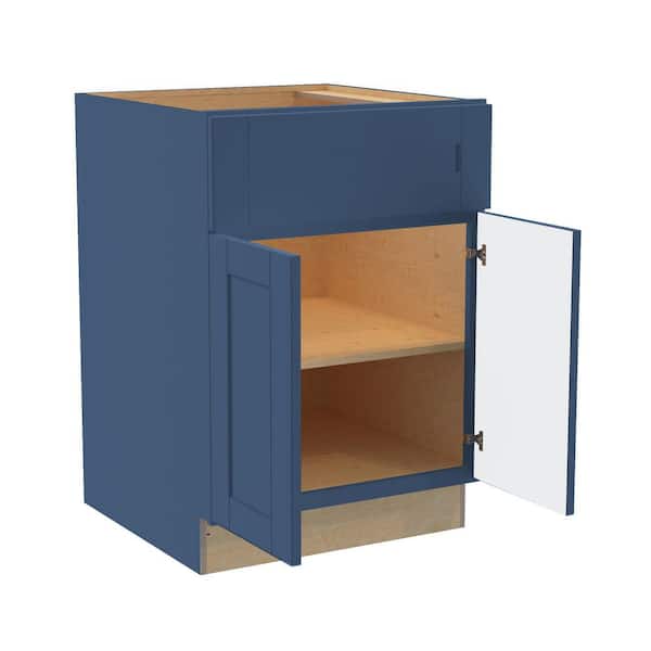 Richmond Valencia Blue Plywood Shaker Ready to Assemble Base Kitchen Cabinet Soft Close 24 in W x 24 in D x 34.5 in H
