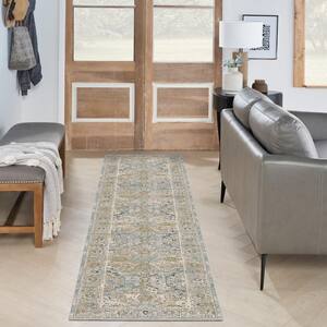Nyle Light Blue 2 ft. x 8 ft. Distressed Transitional Runner Area Rug