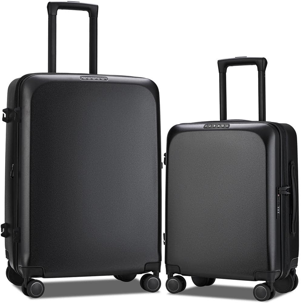 VERAGE 20/24 in. Black Suitcases Sets with Spinner Wheels, Expandable  Hardshell 2-Piece Luggage Sets for Travel, TSA Approved GM20062W II-20-24- Black - The Home Depot